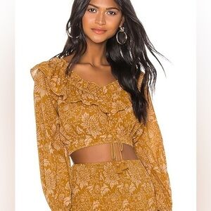 Spell & The Gypsy Collective Women’s Lioness Crop Peasant Blouse in Mustard XS